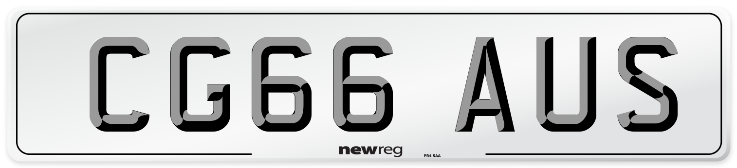 CG66 AUS Number Plate from New Reg